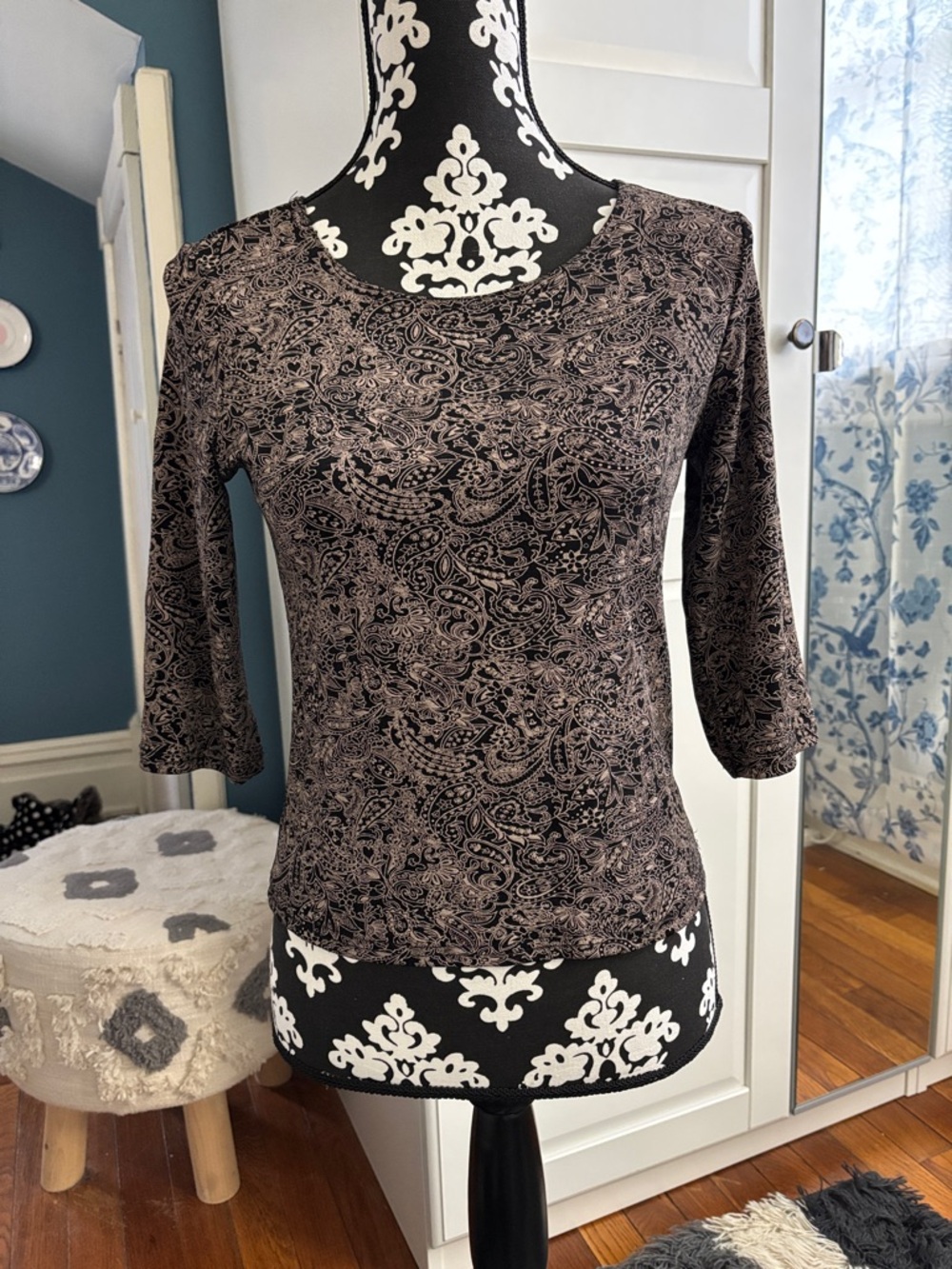 Women's BRIGGS Paisley-Print 3/4 Sleeve Top